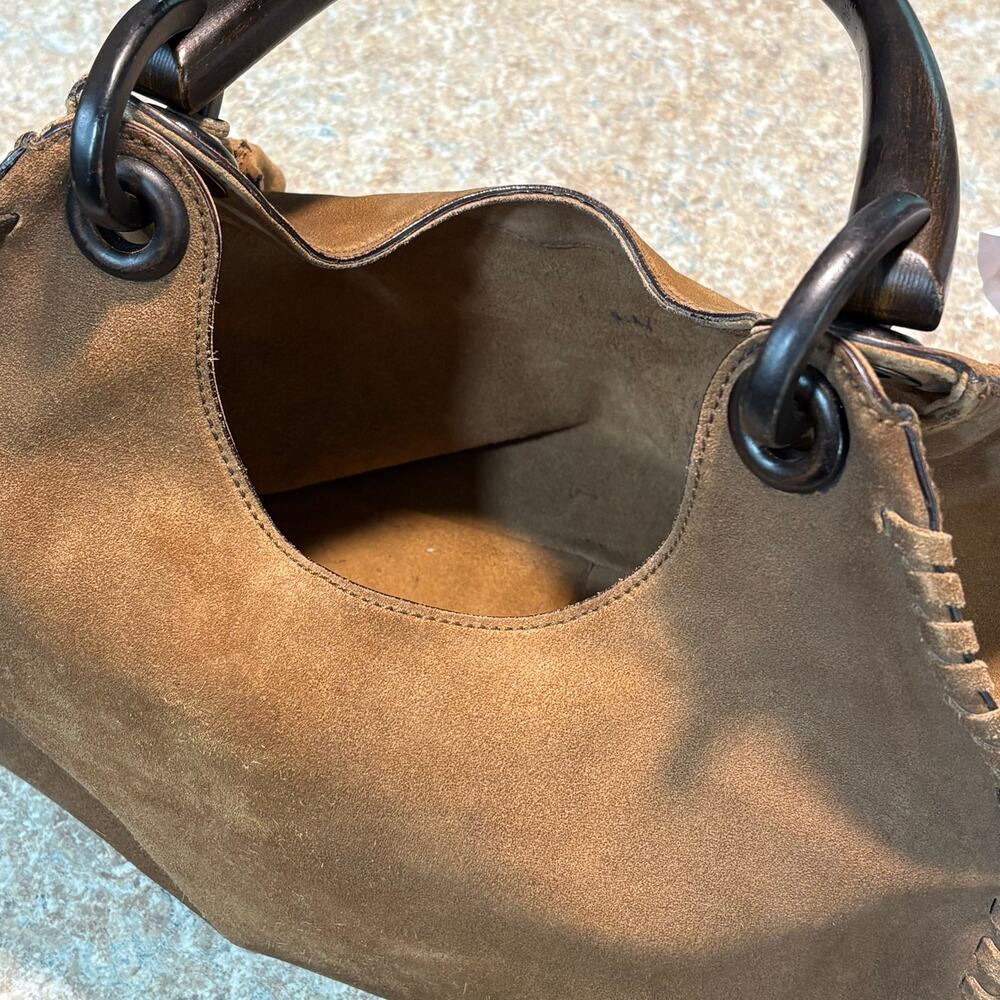 Tom Ford for Gucci Whipstitch Brown Suede 2002 Hobo Bag Luxury Authentic Purse - Picture 4 of 16